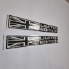 Pair of "Limited Edition" Union Jack car decals, black and silver chrome stickers for vehicle styling.